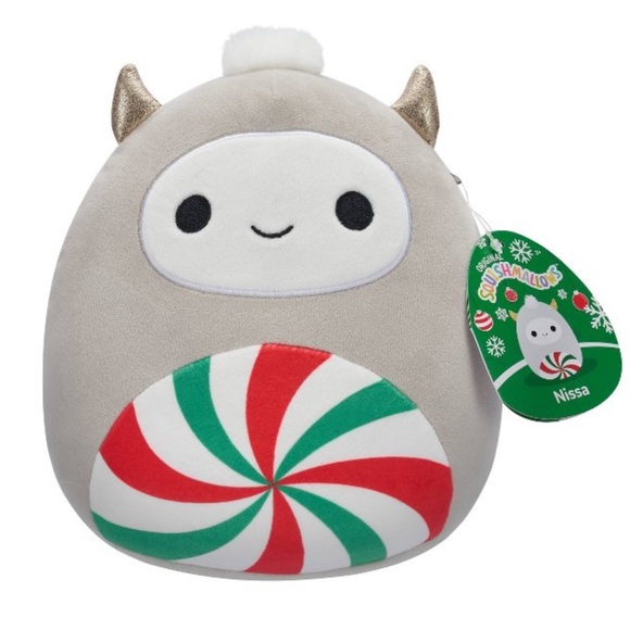 Squishmallows Other - NWT Nissa Squishmallows 8" Gray Yeti wih Peppermint Swirl Belly
